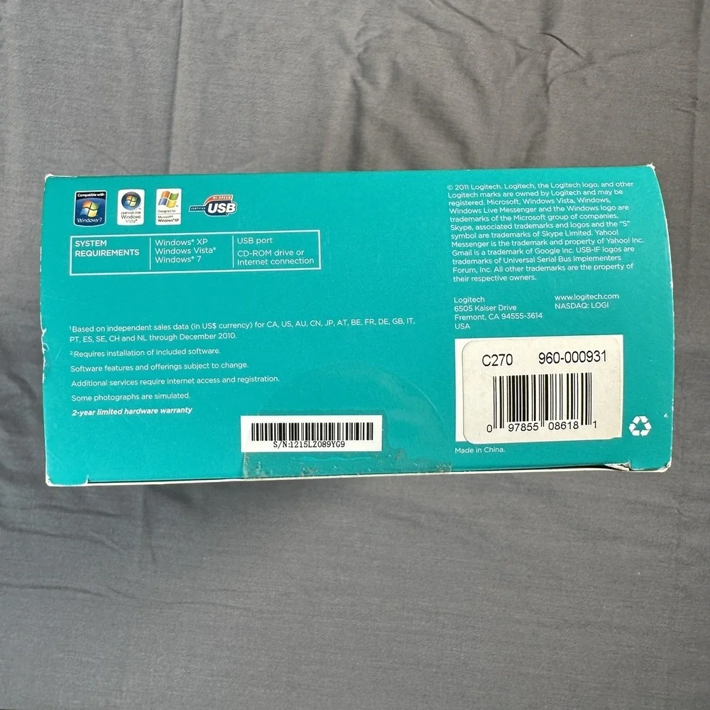 Logitech C270 HD Webcam Black 720p‎ Widescreen Video Calling Built-In Mic Sealed